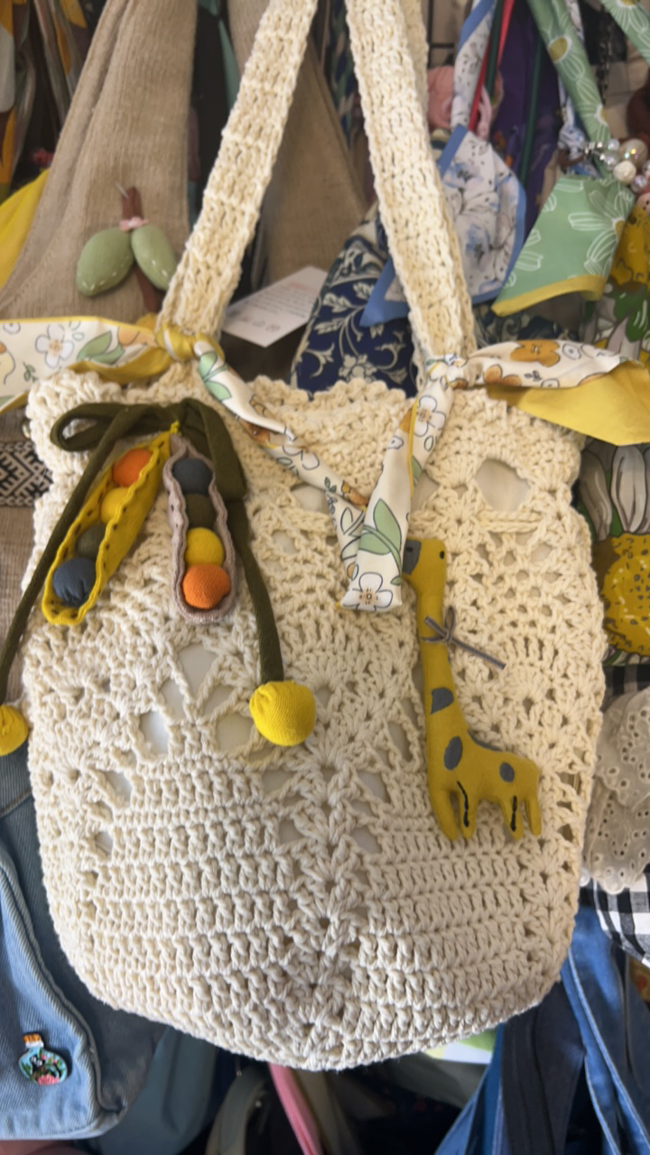 兜小兜夏季森系豌豆手做单肩包