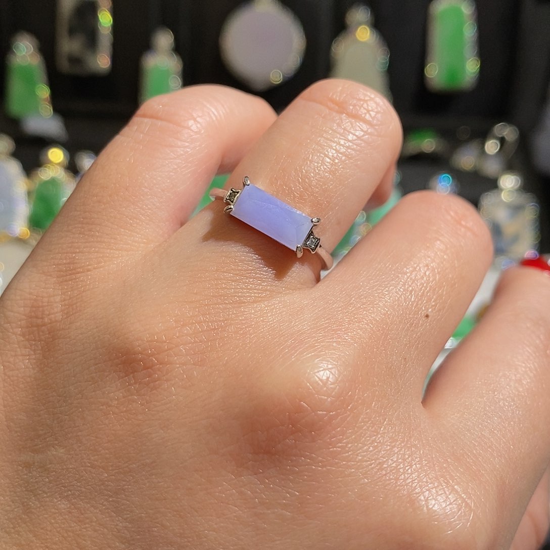 翡翠戒指银S925镶嵌天然翡翠