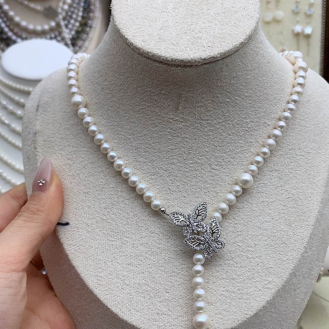 耳饰银S925镶嵌淡水珍珠