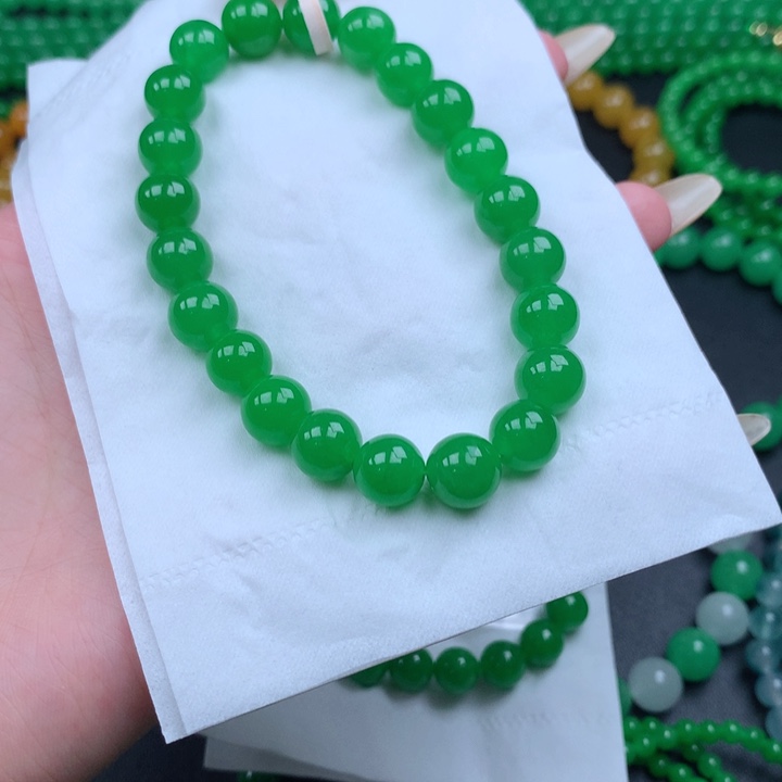 小****缅料卡10正阳绿手串