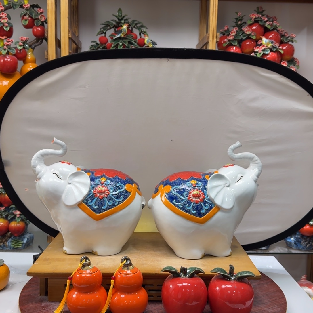 陶瓷一对象送苹果葫芦高30