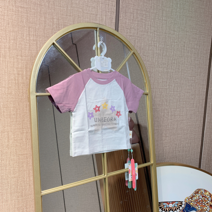 AC357   宝宝粉色卡通纯棉短袖T恤 