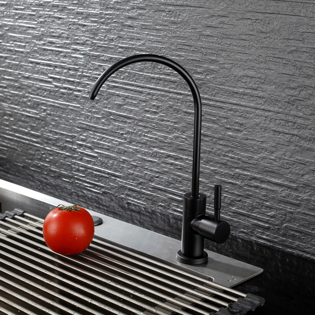 黑色净水器水龙头304不锈钢单冷水槽菜盆无铅净水器直饮水龙头