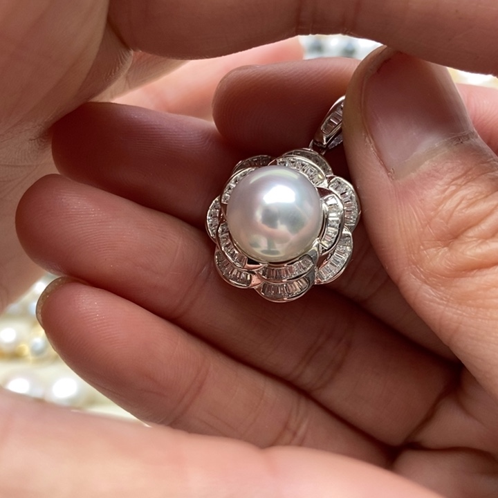 海水珍珠吊坠(不含链)银S925镶嵌