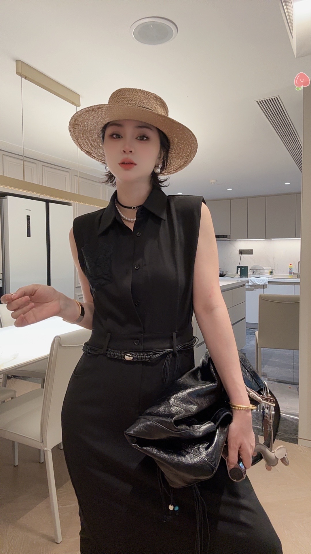 FANYE 2025夏季新款衬衫领无袖纽扣连衣裙1189