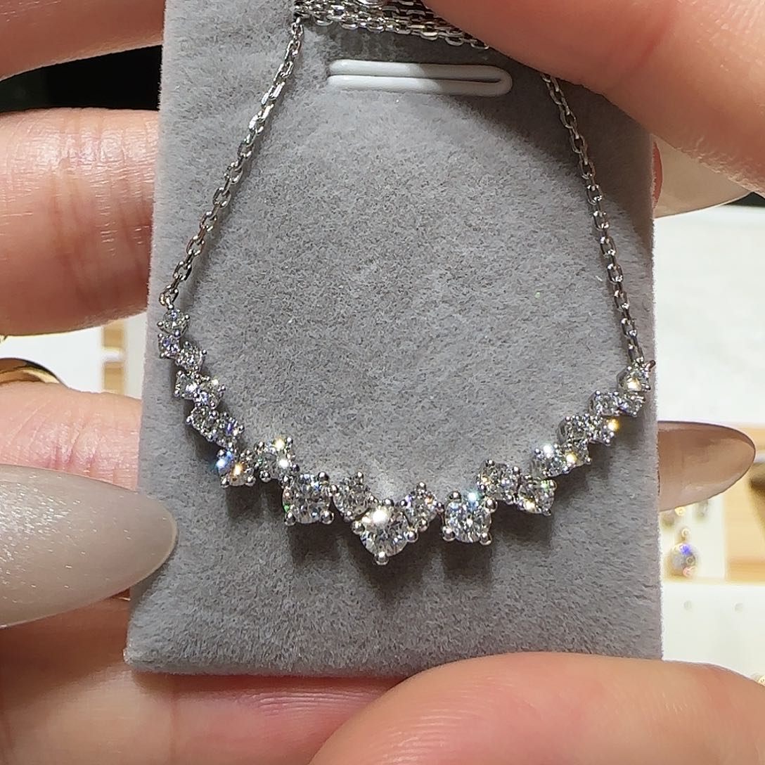 实验室培育钻石铂Pt950镶嵌一克拉重金微笑项链