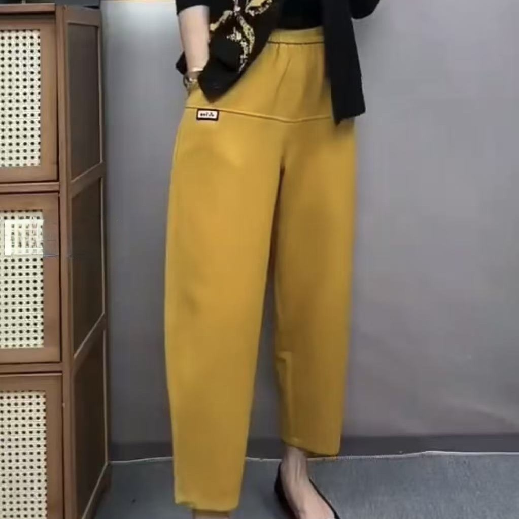 早秋新款显瘦百搭高腰宽松休闲女裤