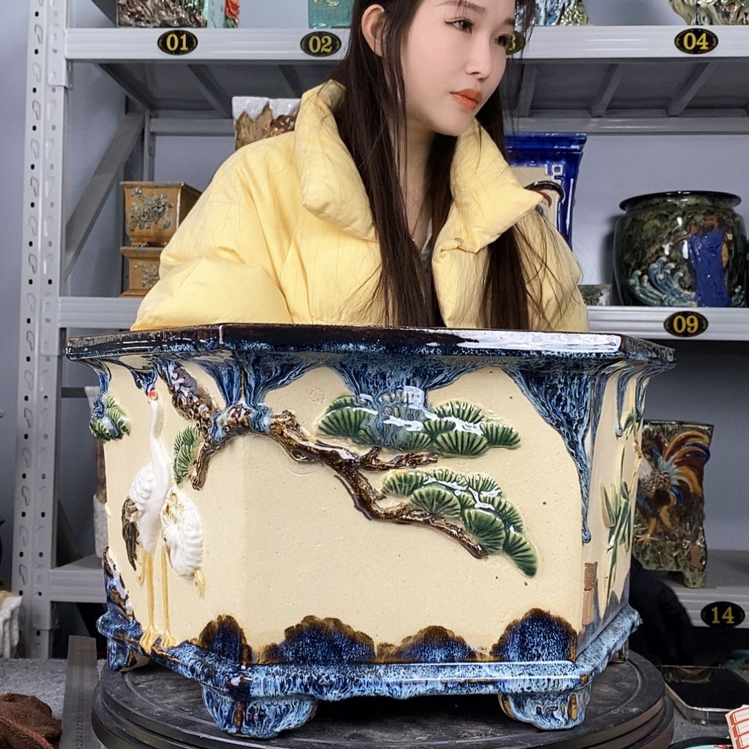 红陶马***木石湾盆石湾盆