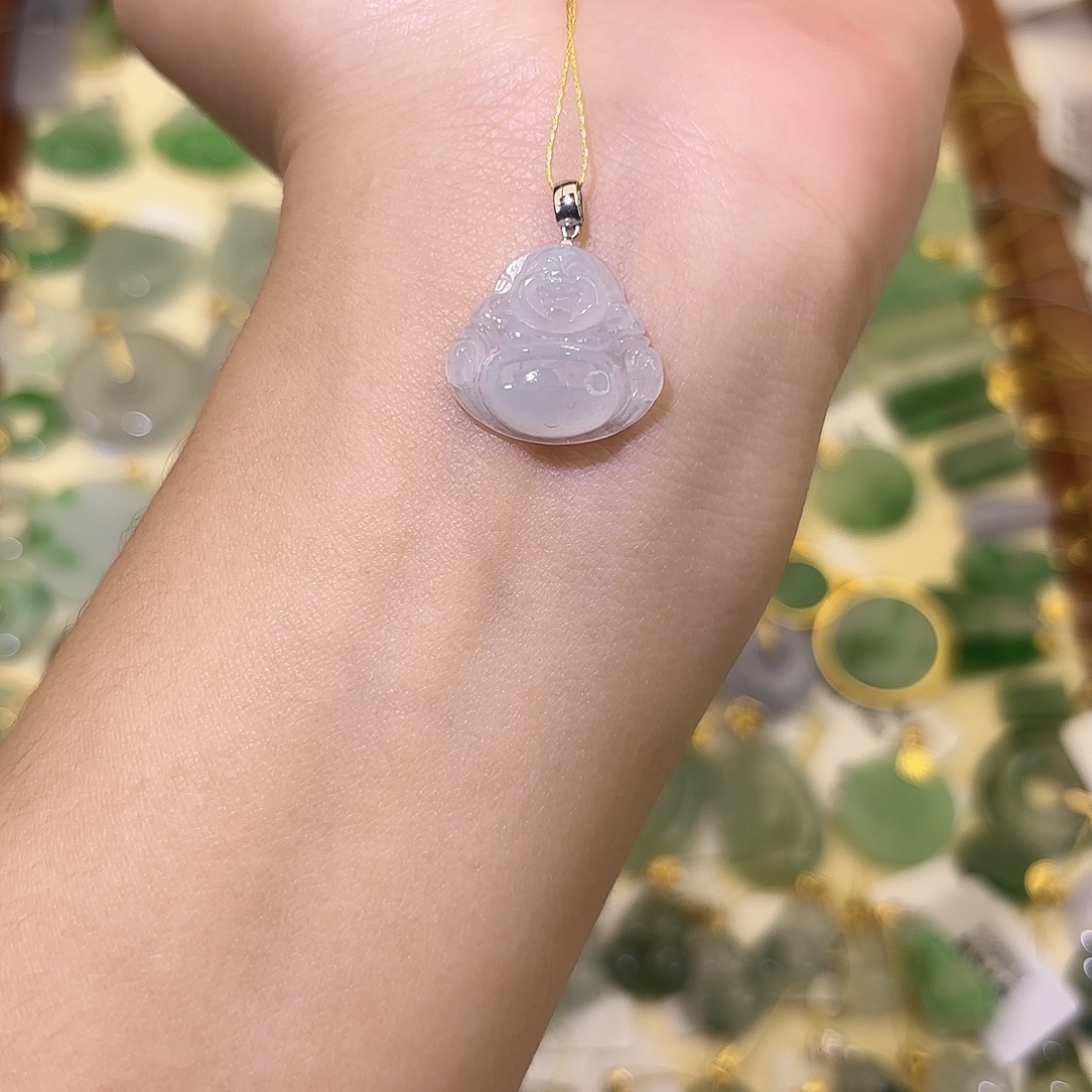 翡翠18K金镶嵌颈饰佛公