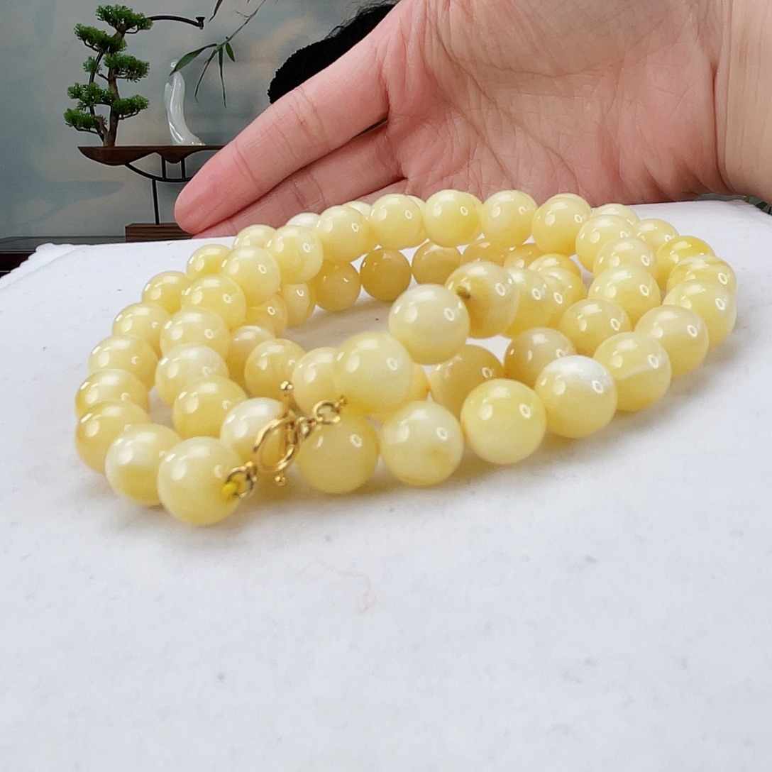 蜜蜡颈饰18K金镶嵌蜜蜡8.6