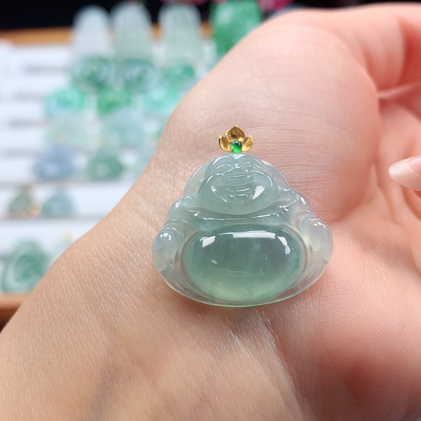 【闪购商品】翡翠吊坠(赠链)18K金镶嵌