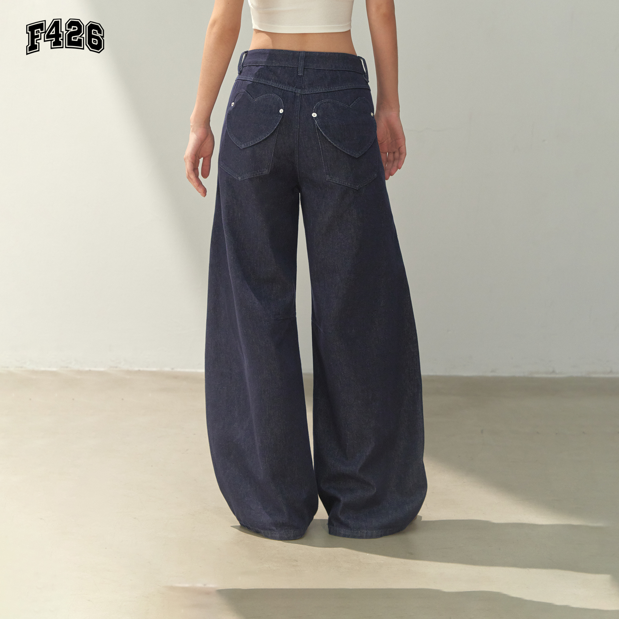 F426秋季新款工装水洗侧边爱心口袋休闲裤 7269