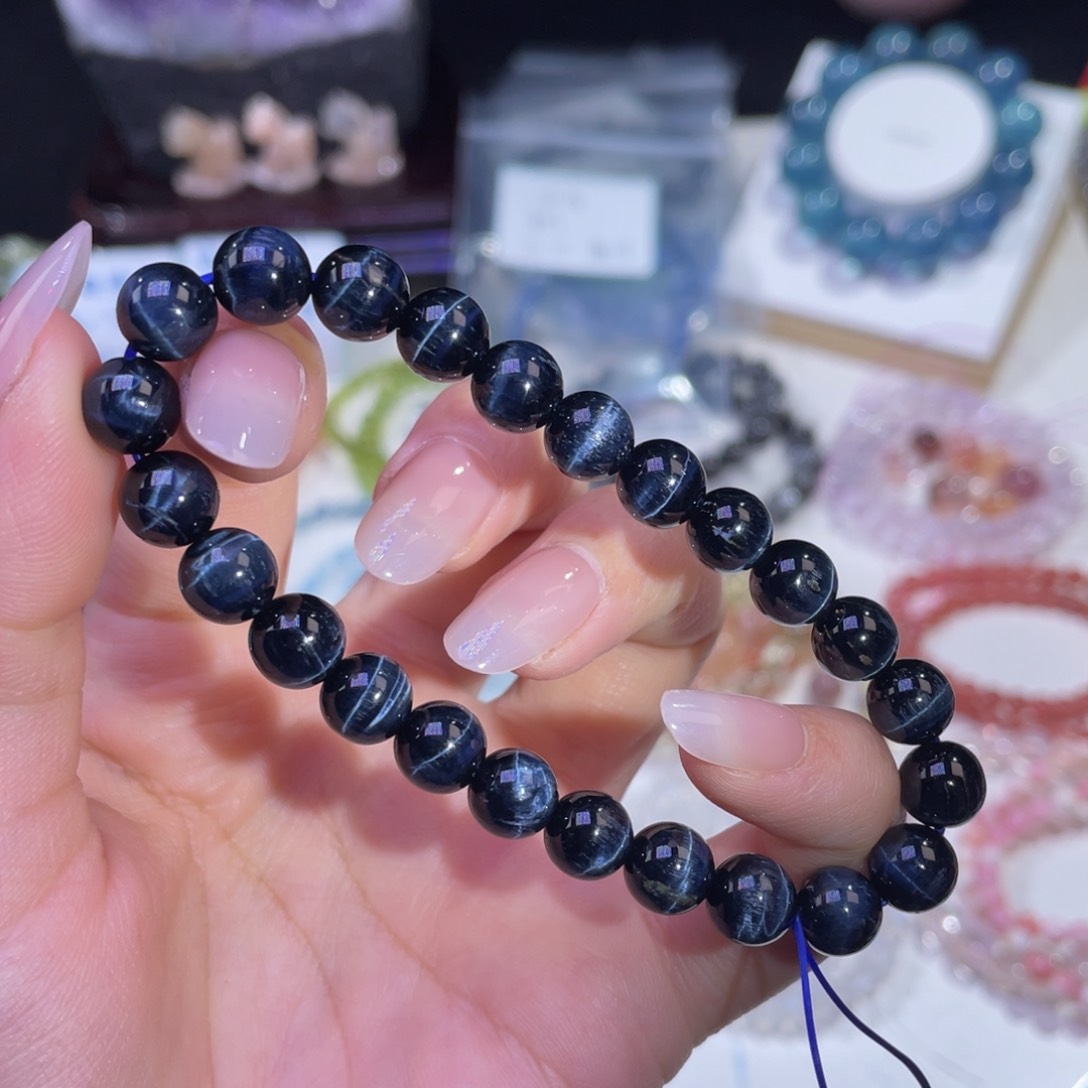 未镶嵌手链水晶闪电蓝虎眼8mm