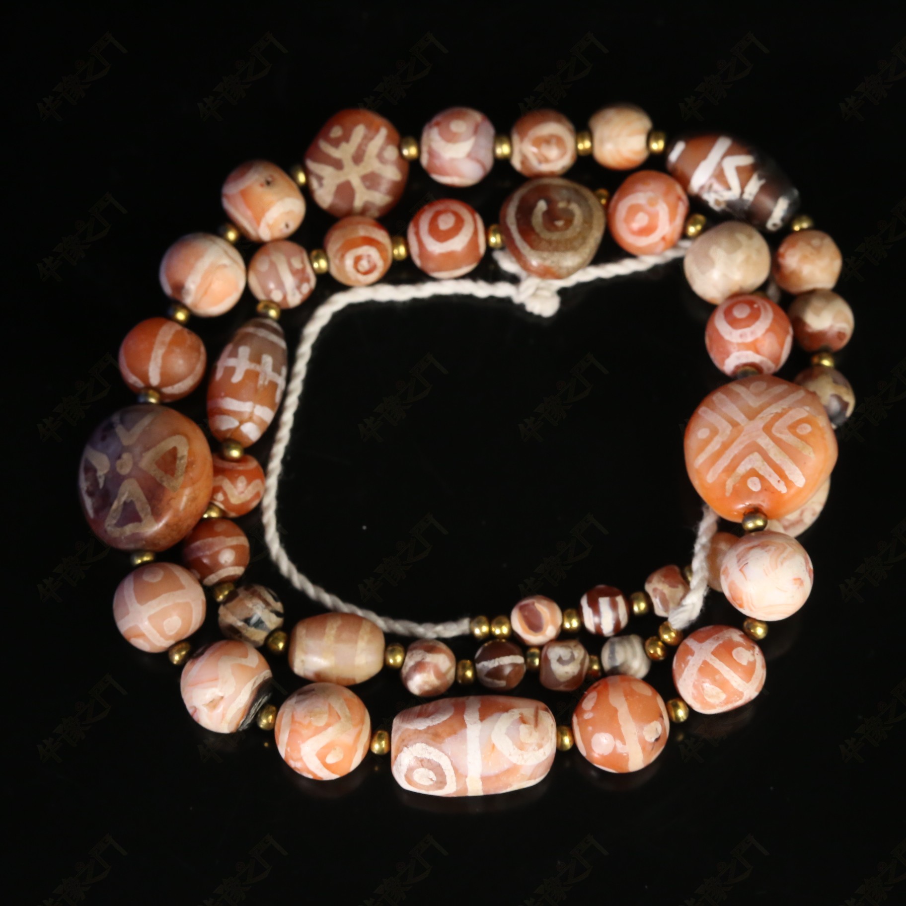 明代蚀花玛瑙项链【文物宝库】ABS251125001