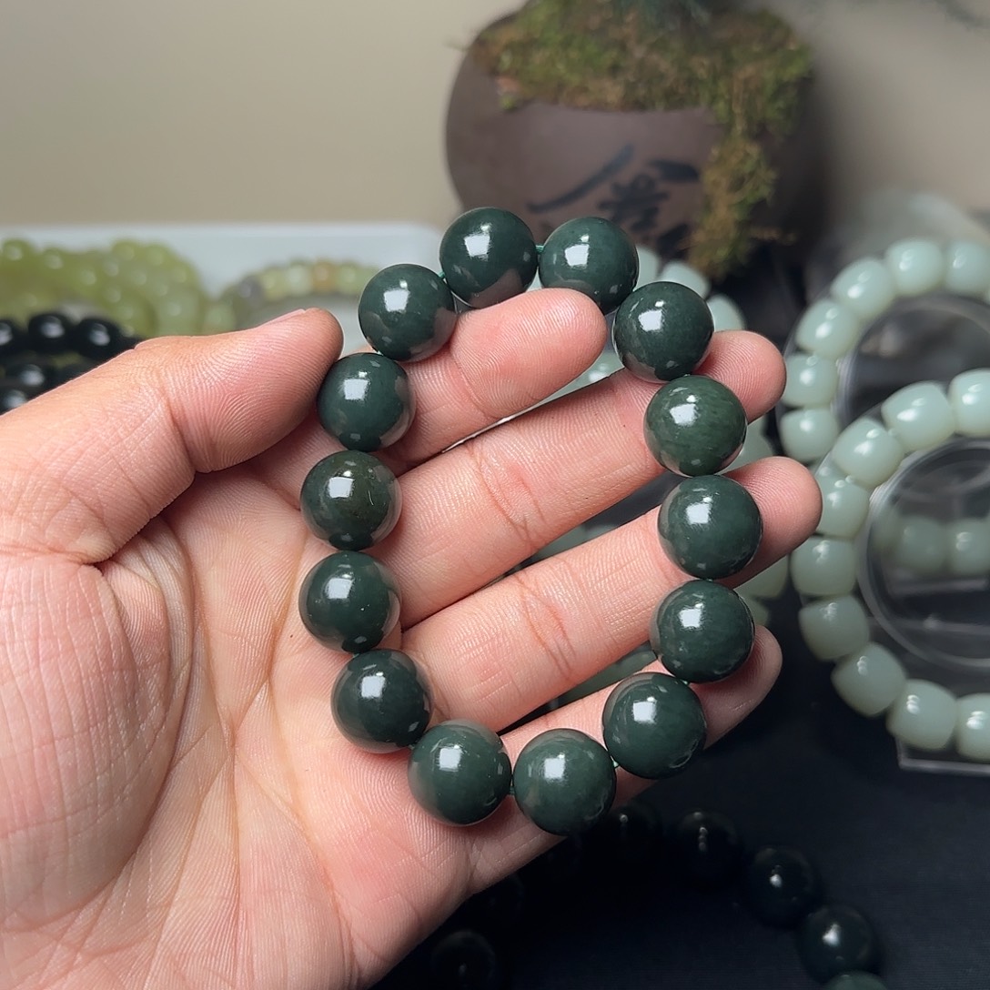 和田玉未镶嵌手串天然沙枣青卡16多样性拍一发一