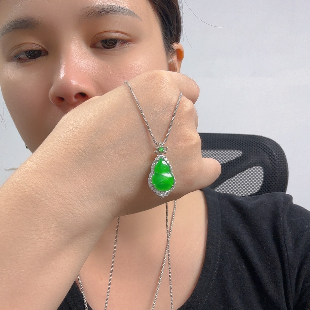 翡翠银S925镶嵌吊坠(不含链)