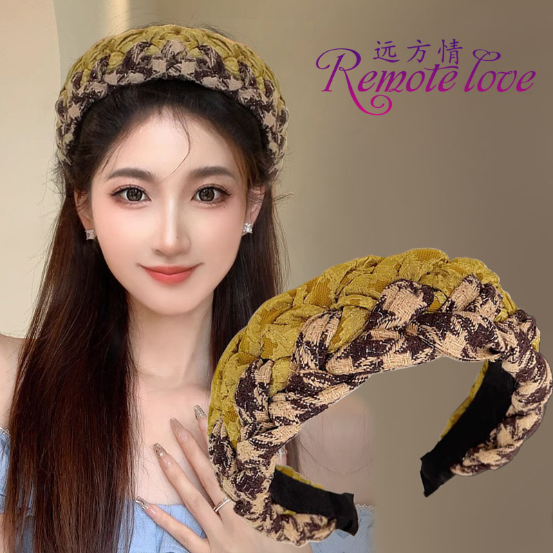 remote love/远方情复古港风拼接编制发箍女高颅顶洋气发卡T2834