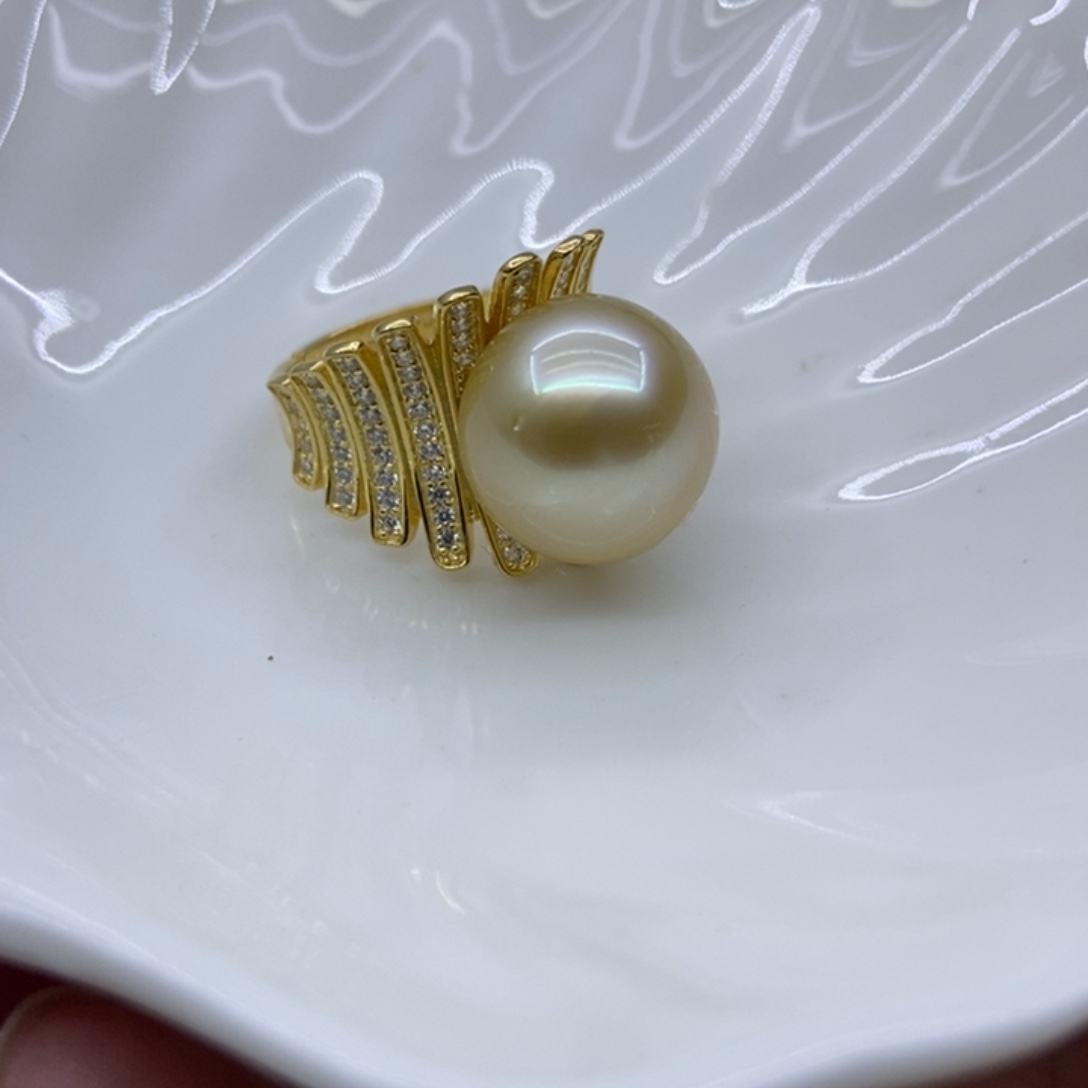 海水珍珠戒指银S925镶嵌