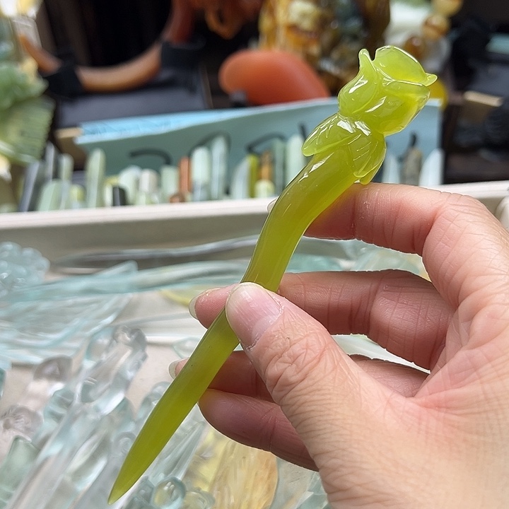 蛇纹石玉未镶嵌发簪