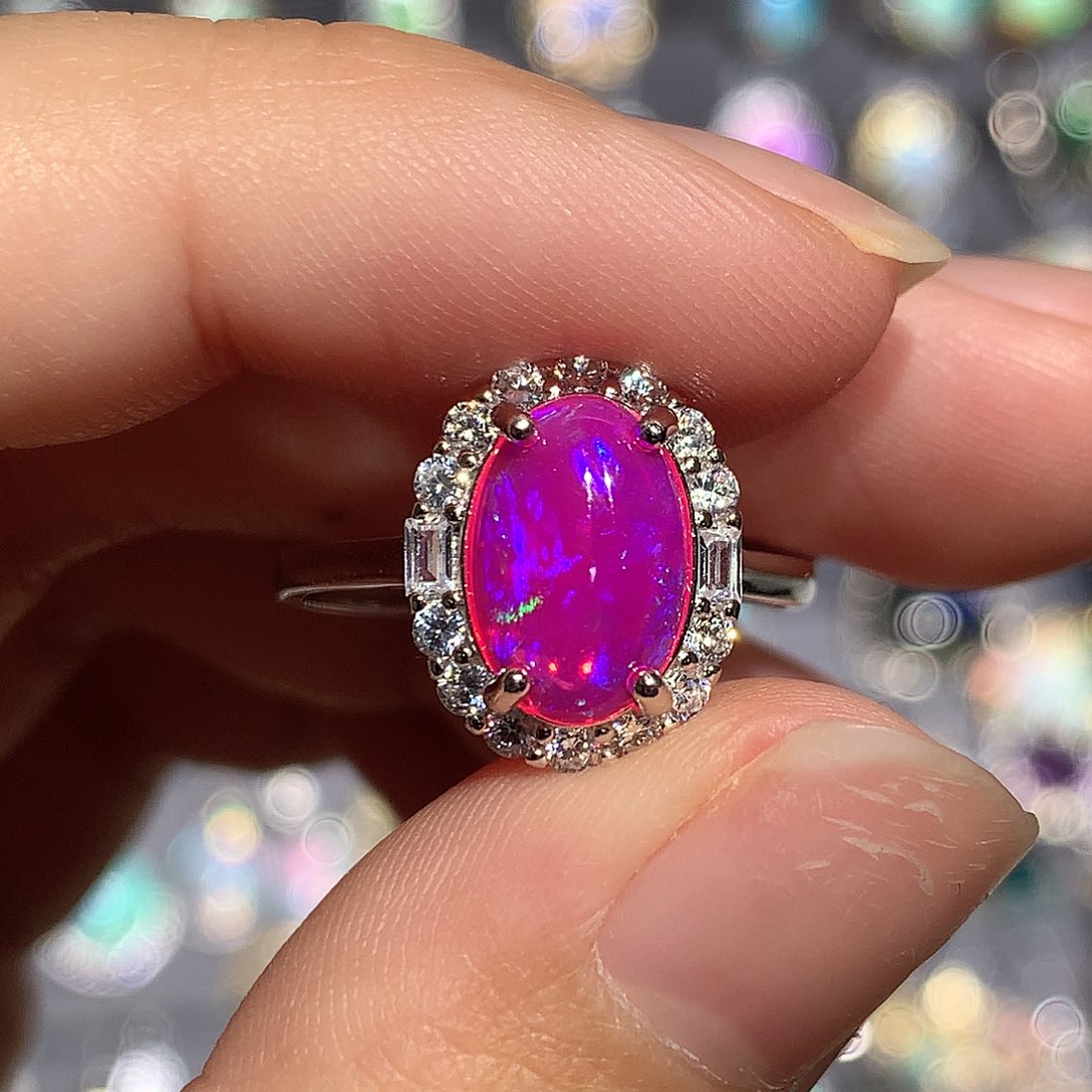 欧泊银S925镶嵌欧泊戒指y