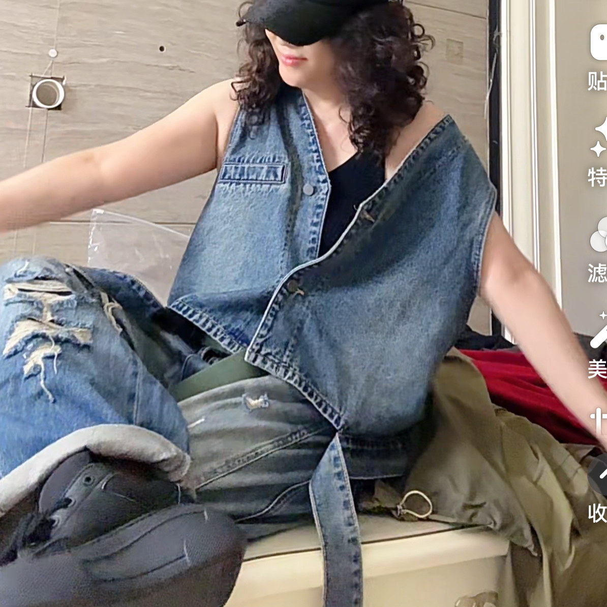 重工欧货 水洗做旧牛仔百搭马甲