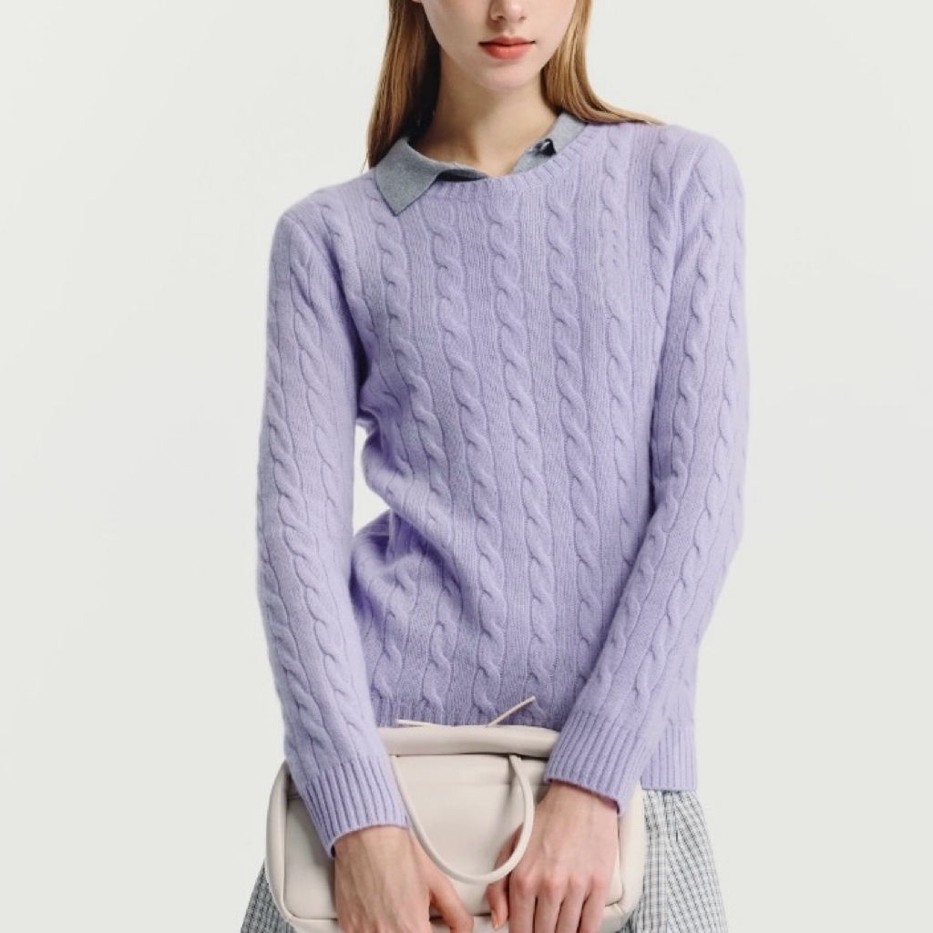 《猪猪出品》紫色秋冬上新毛衣气质极简风黑杠时尚百搭秋季