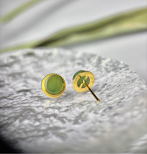 【小圆】碧玉小圆耳钉天然和田玉简单大方小巧精致可爱113