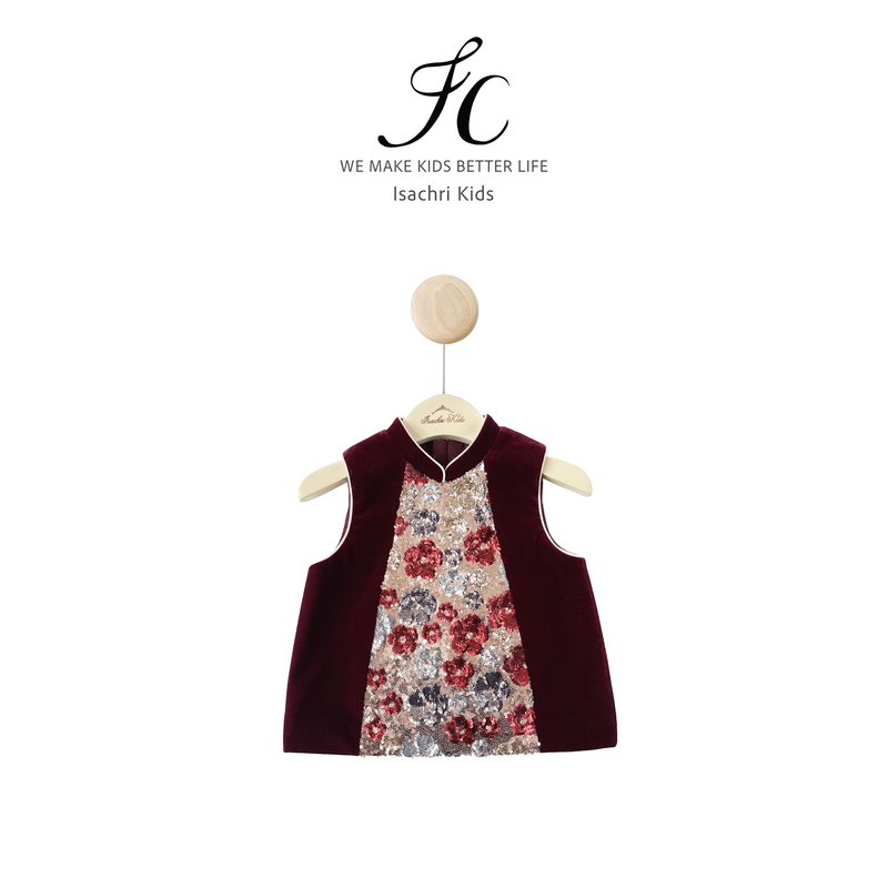 晶晶家【现发】喜上花开国风童装马甲秋季女童新中式宝宝背心IS892