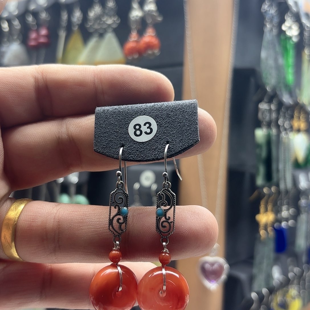 南红玛瑙耳饰银S925镶嵌幸****子