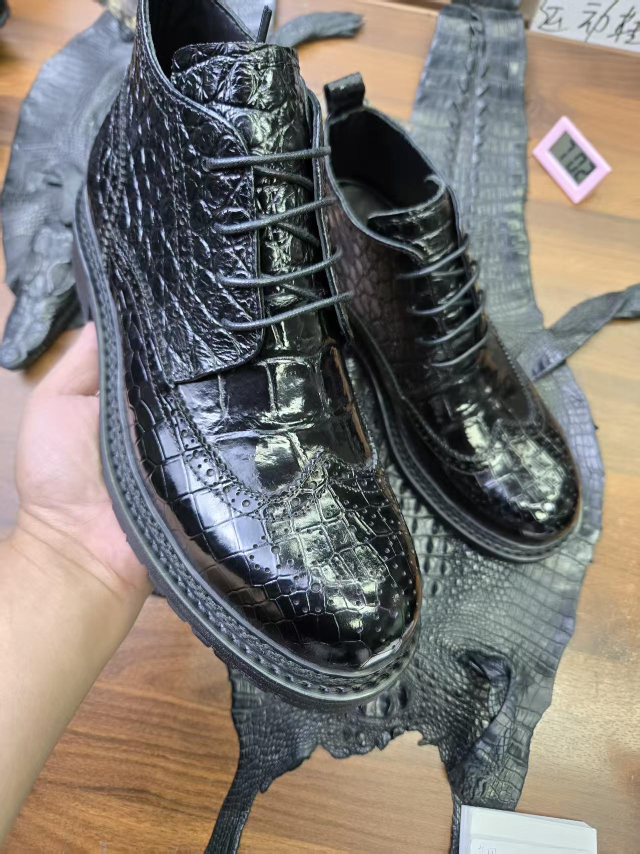 高奢鳄鱼皮商务男鞋时尚高帮靴子断码捡漏肚皮2438专属
