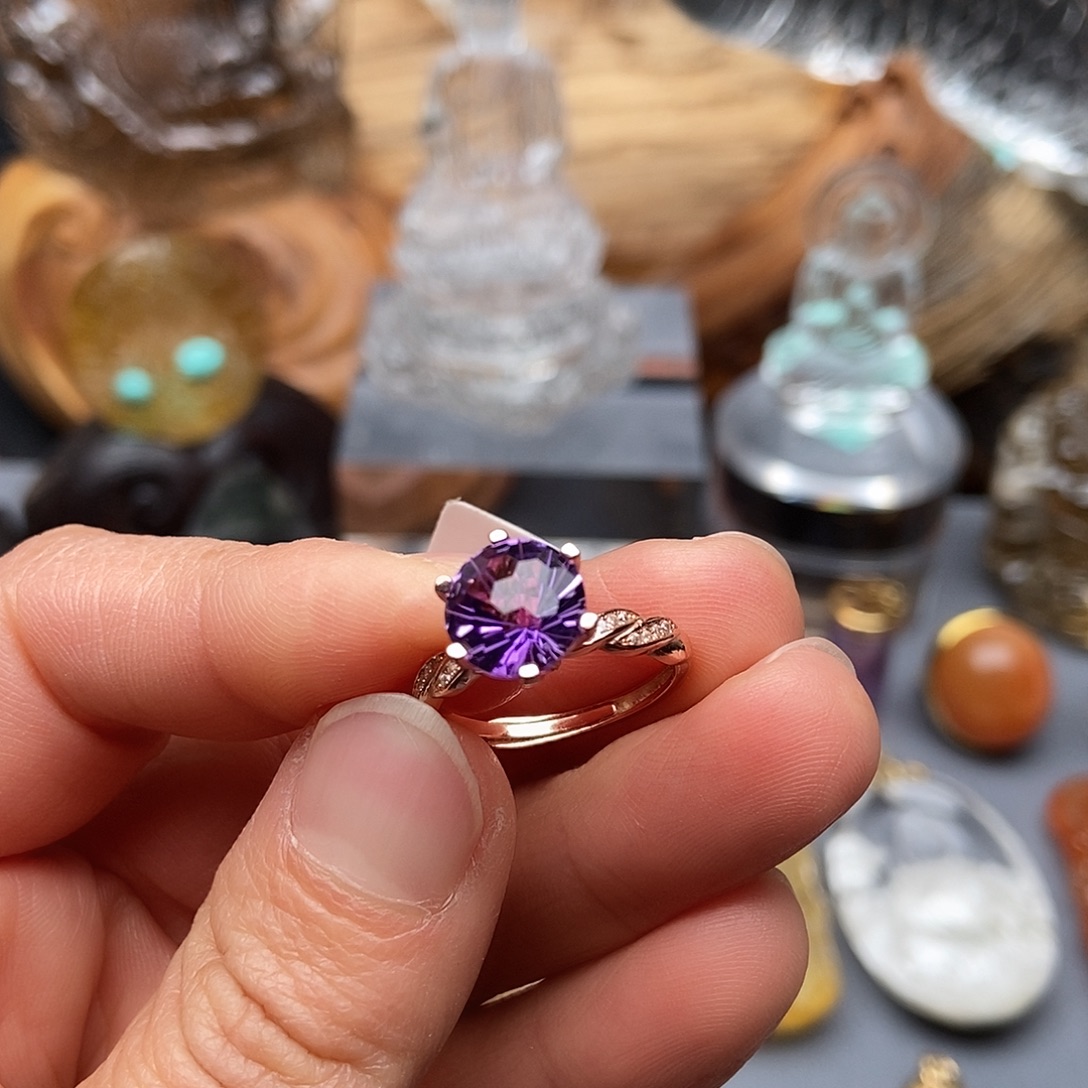 水晶颈饰银S925镶嵌戒指