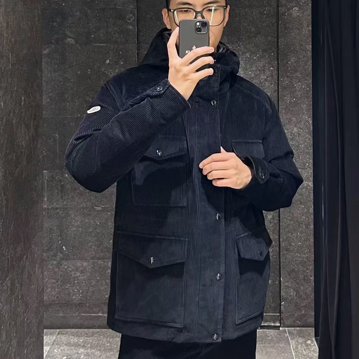 未使用 MONCLER 盟可睐 25秋冬Greselin 双面穿短款灯芯绒羽绒服
