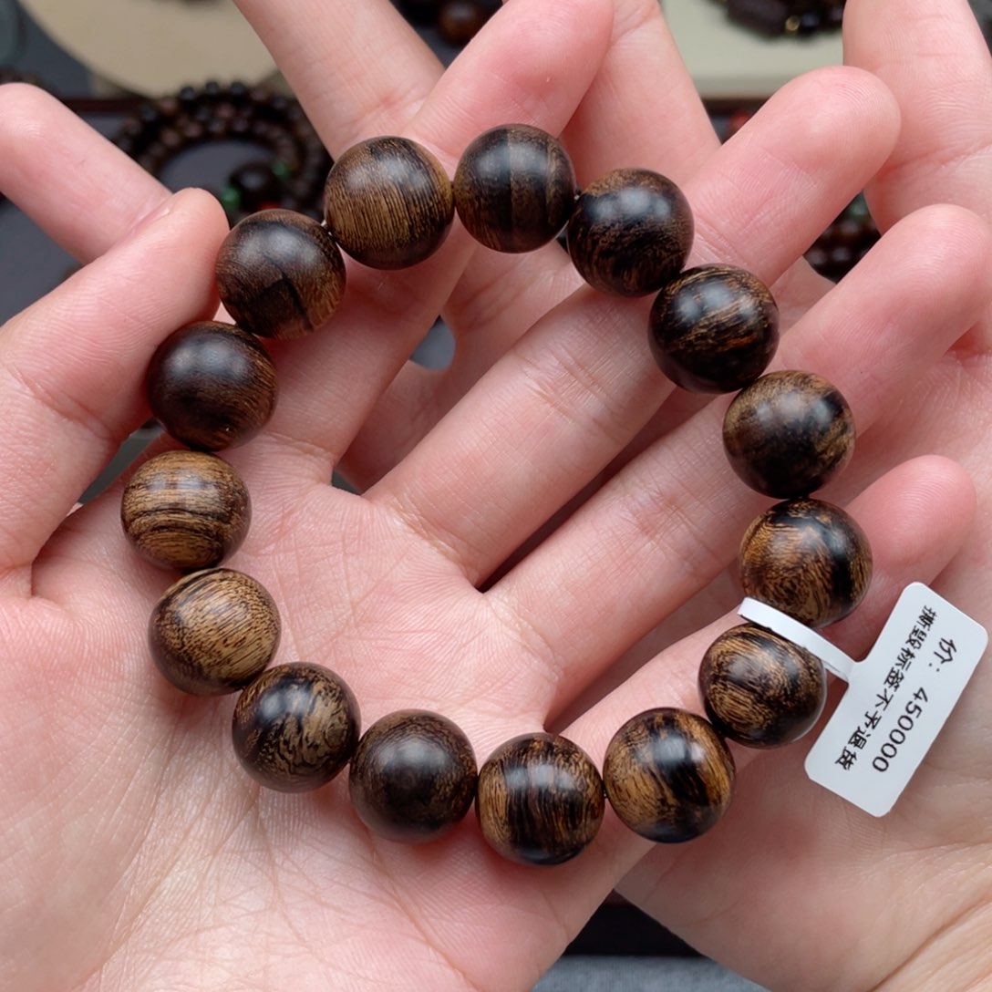 【闪购商品】沉香手串没**怀越南芽庄白棋玉化虎斑瘿子瘤疤 1.4
