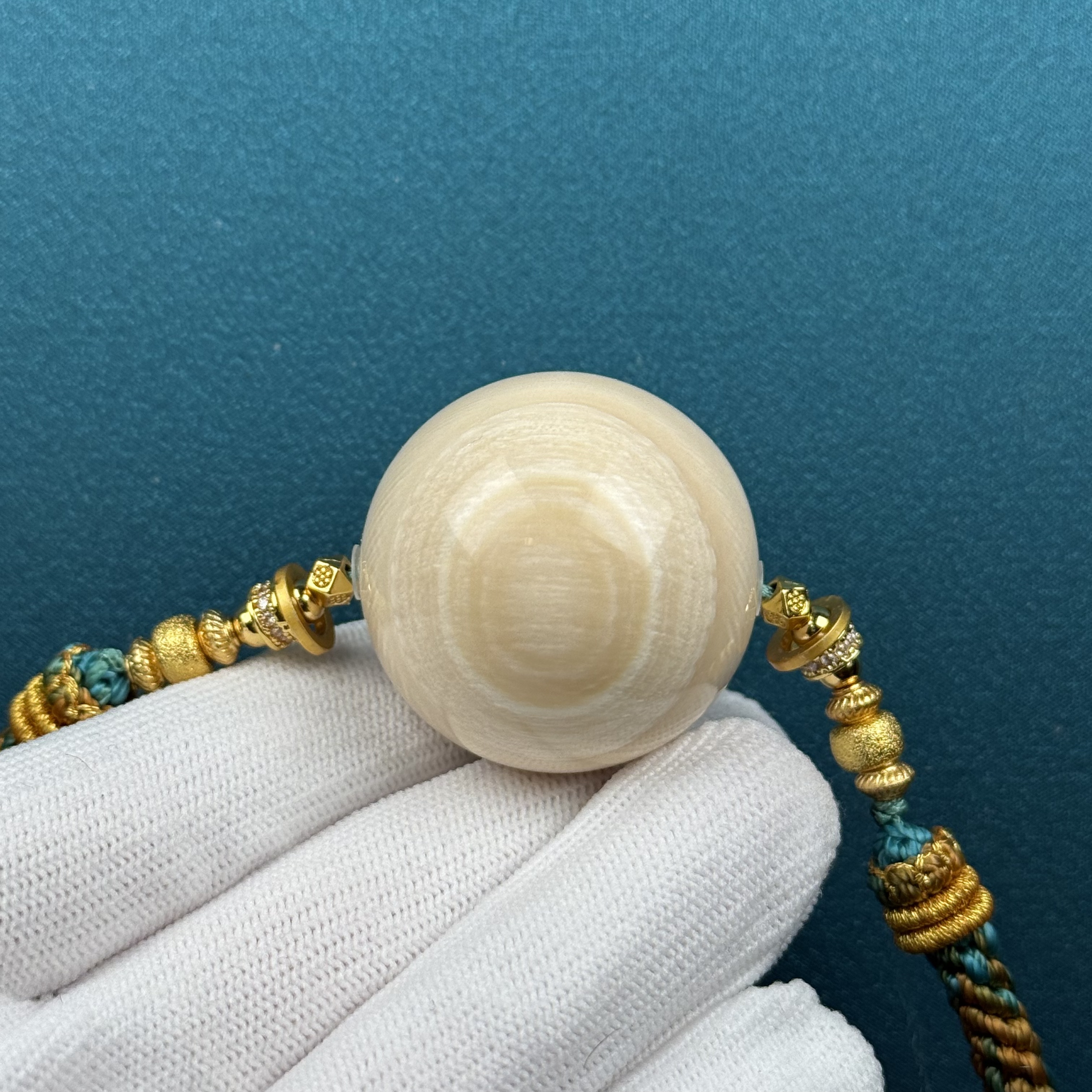 D89-03天然猛犸牙 芝士皮圆珠33mm支持复检假一罚十