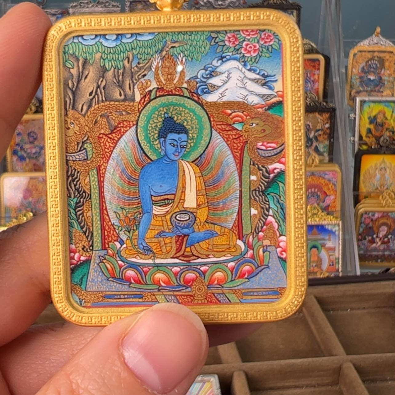 【闪购商品】吊坠大*。药师唐卡绘画作品