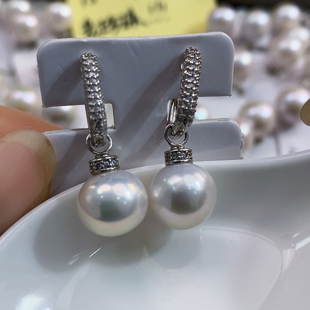 银S925镶嵌特价老珍珠爱迪生12极光细皮纹淡水珍紫***铃