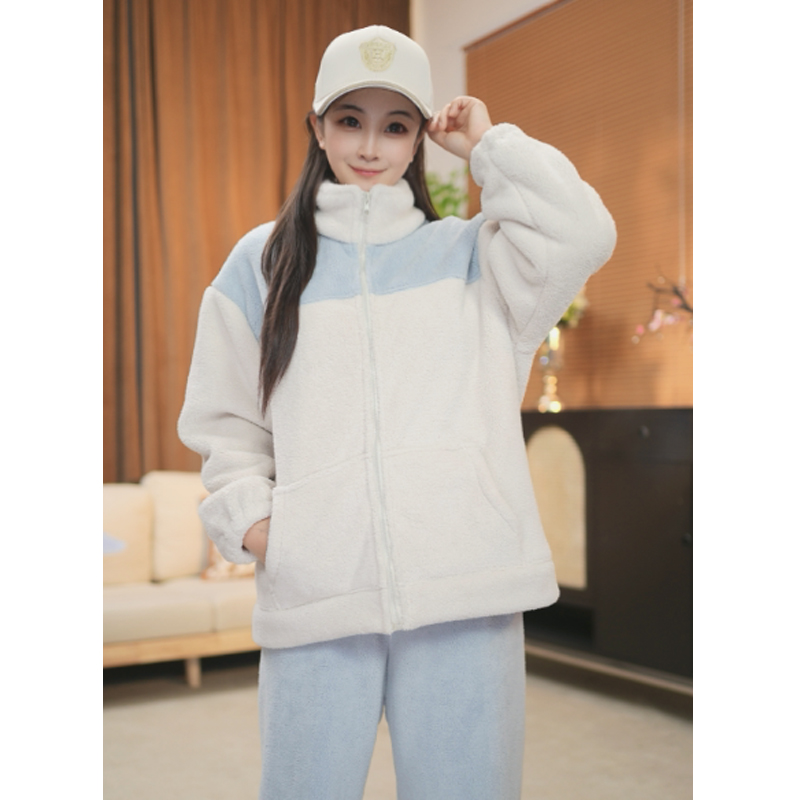 【双层加厚】睡衣女冬季加绒加厚时尚保暖休闲家居服套装可外穿