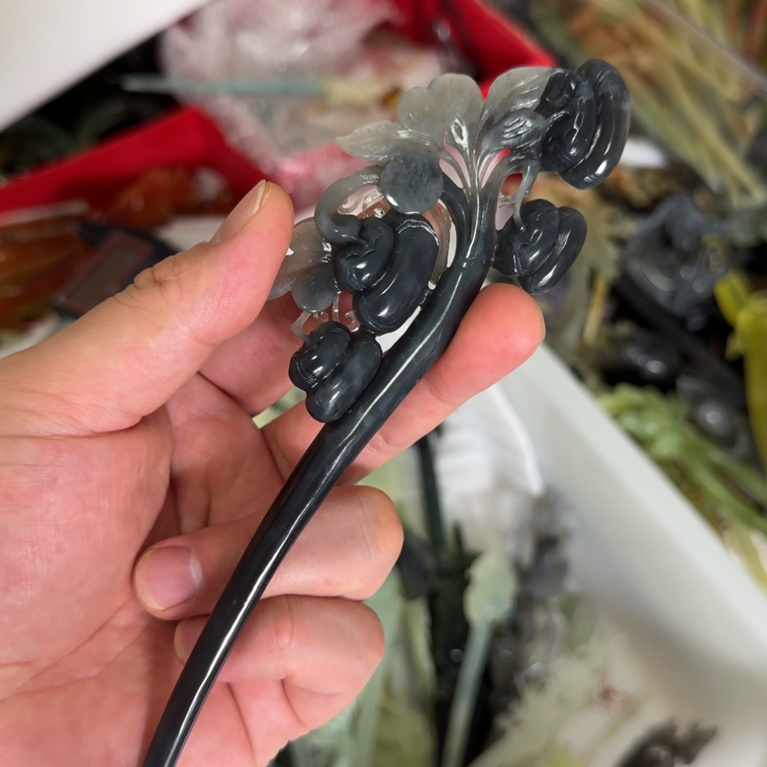 岫玉发饰未镶嵌明君玉簪就是好看