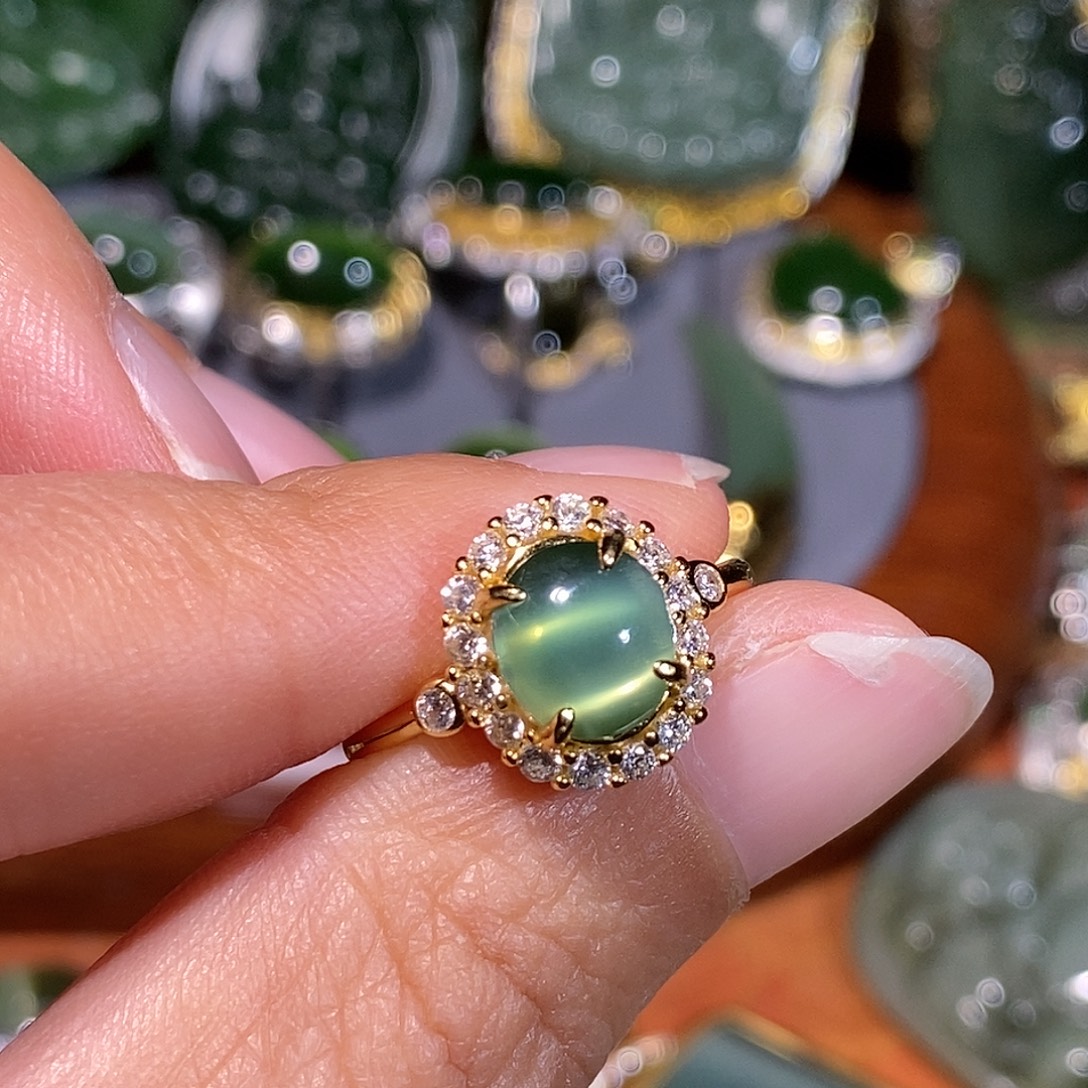 和田玉（碧玉）银S925镶嵌戒指