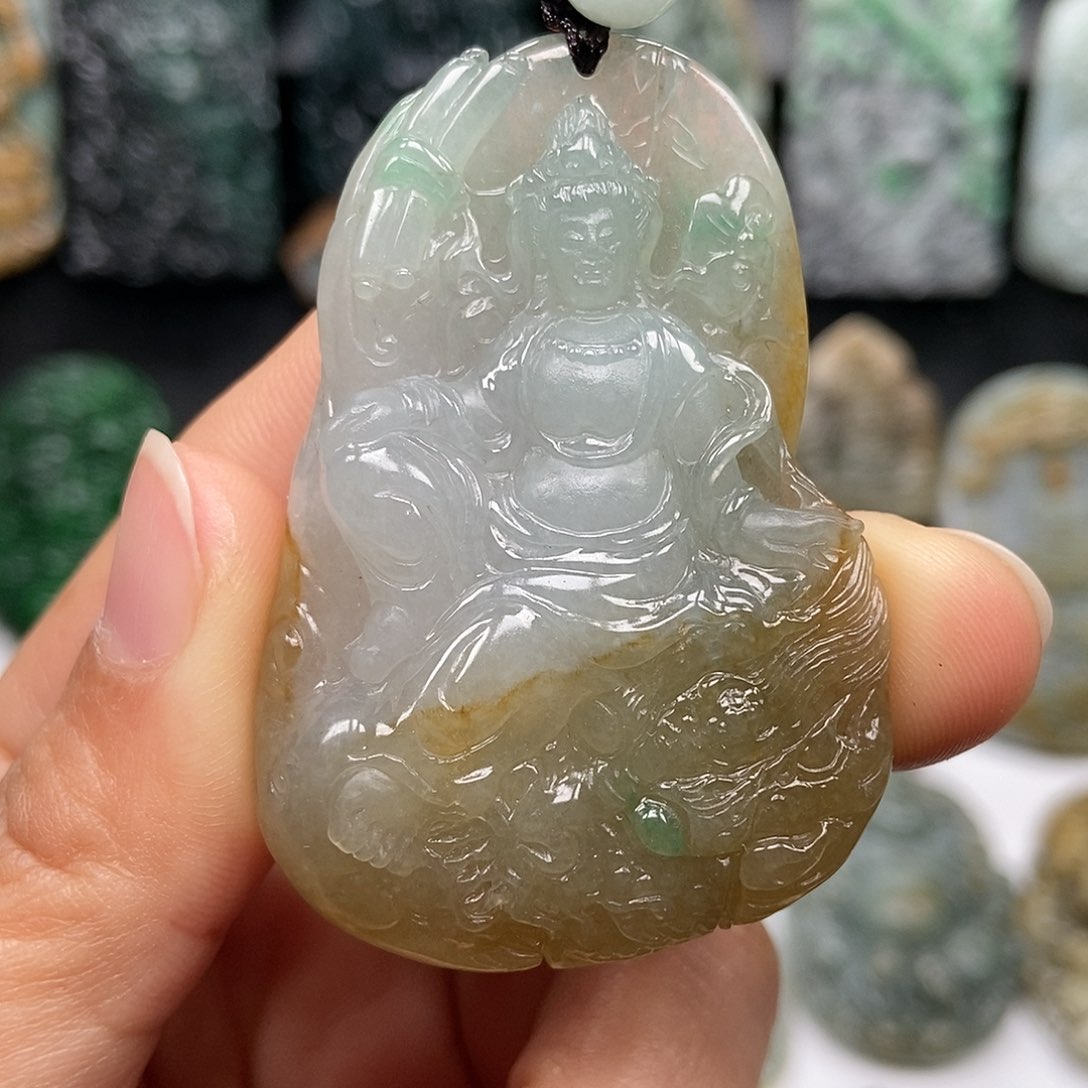 翡翠颈饰未镶嵌养****头天然缅甸翡翠A货挂件吊坠 