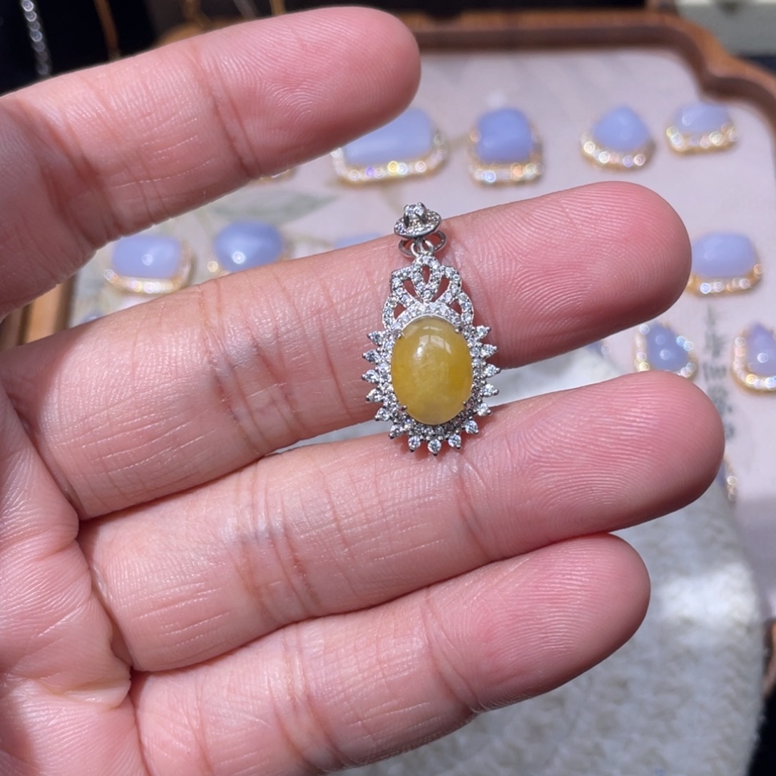 简***乐翡翠银S925镶嵌颈饰