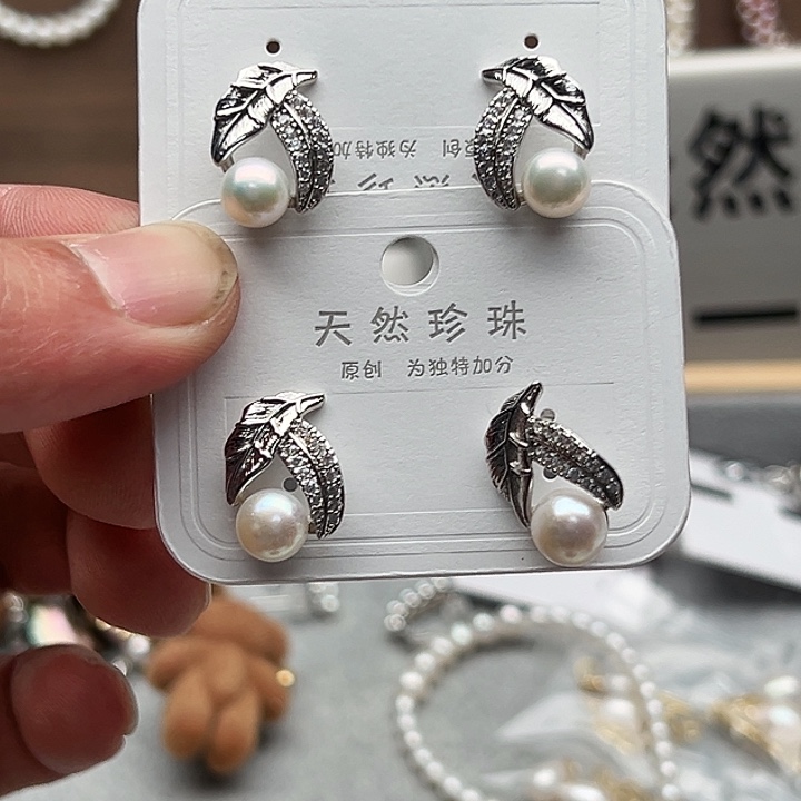 淡水珍珠耳饰银S925镶嵌