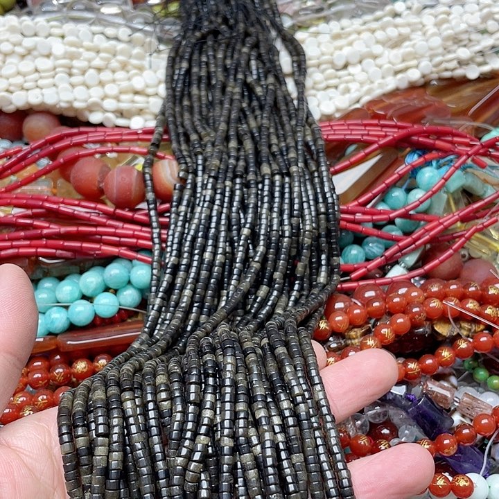 玛瑙/玉髓合金珠宝半成品一条4mm金耀隔片