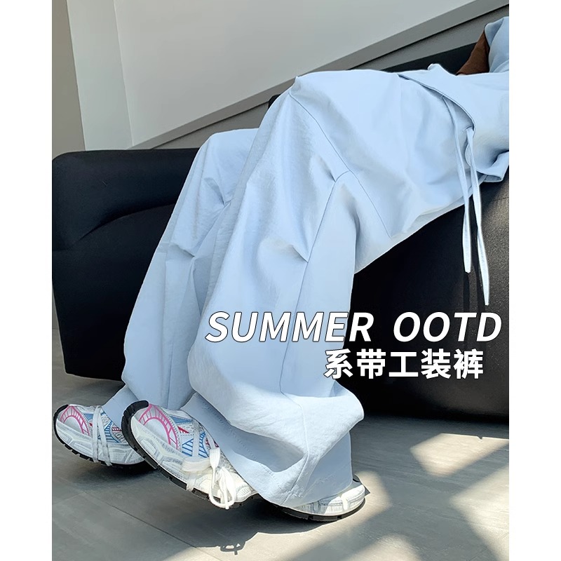 【运补8】美式复古工装裤女2025年春夏设计感宽松高腰阔腿直筒长裤