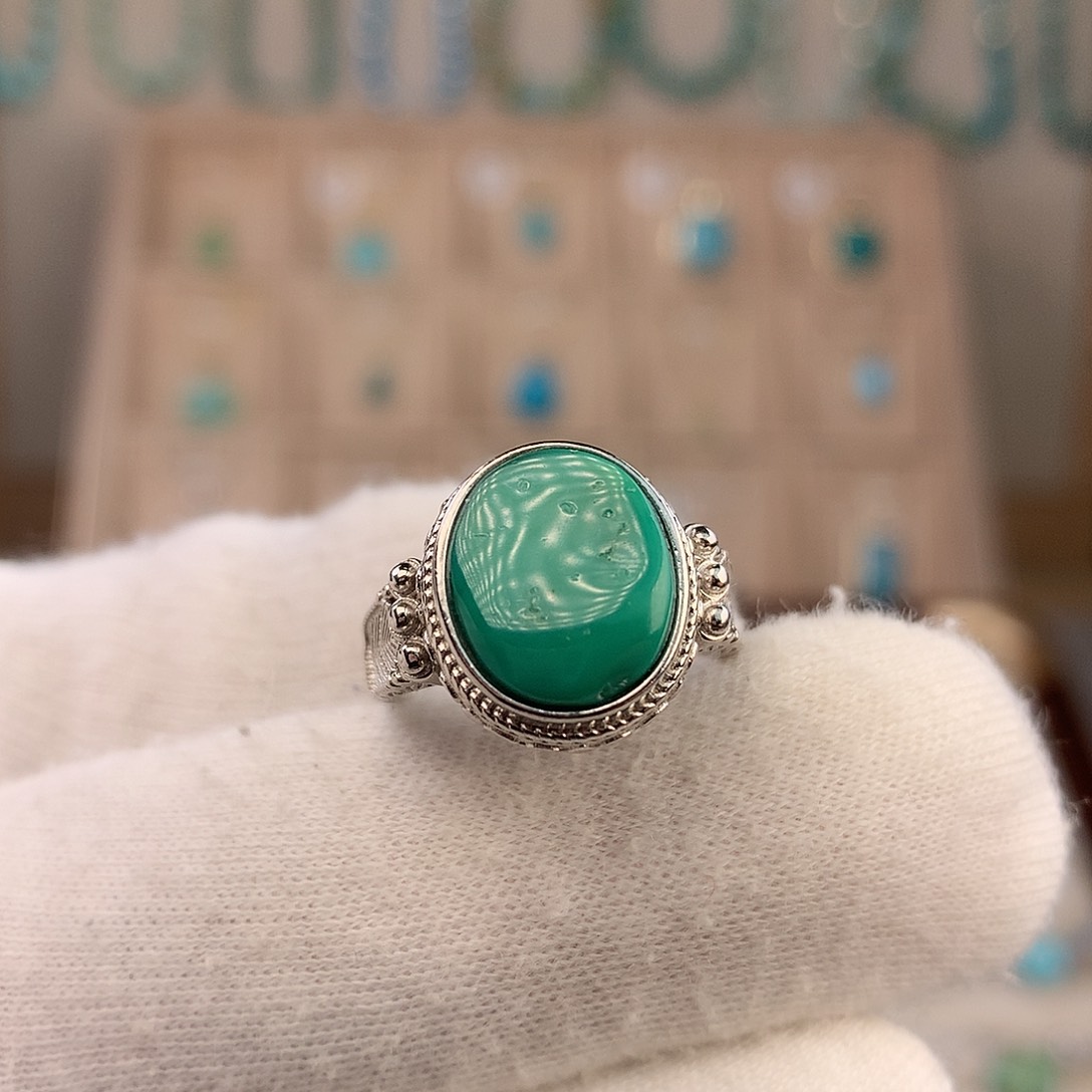绿松石银S925镶嵌戒指