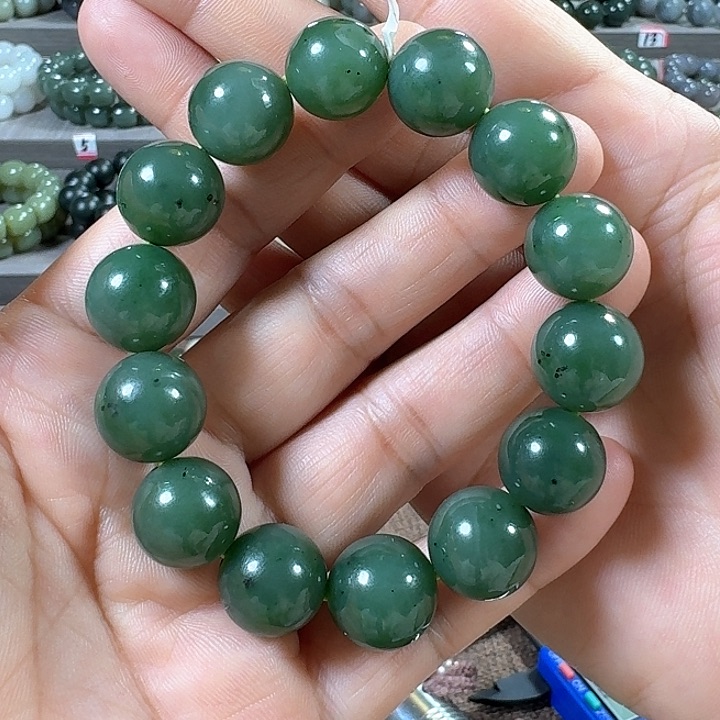 和田玉（碧玉）手链未镶嵌卡15