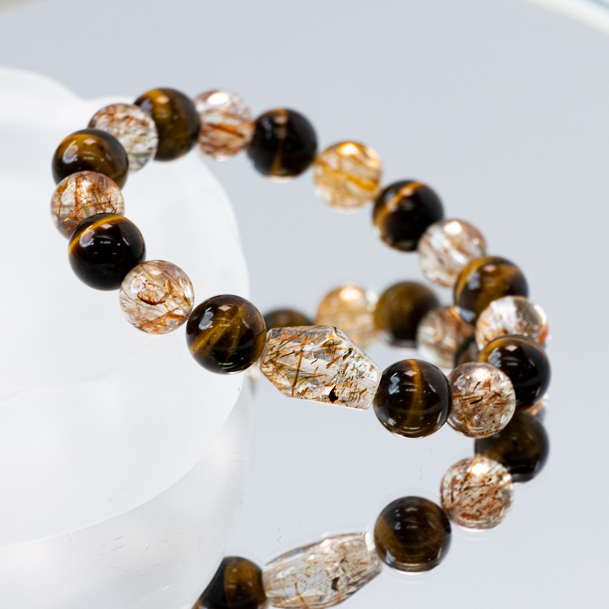 石英石手链 （昼夜)黑金超和黄虎眼贵气沉稳质感满满的老钱风搭配