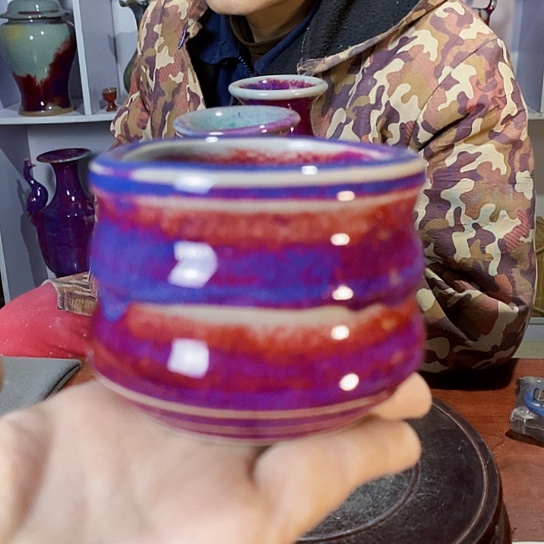 摆件尚峰钧窑作品竹节杯