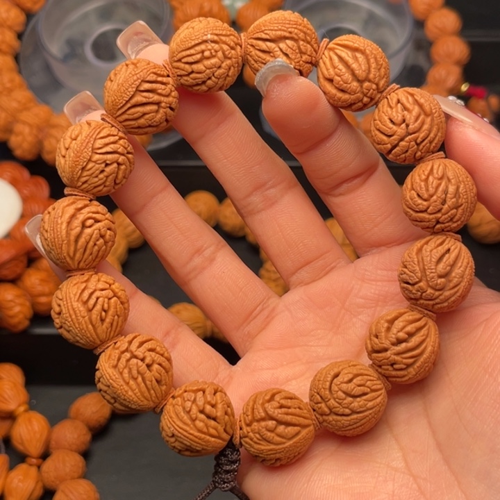 桃核手串16尺寸密纹绣球（27号链接）