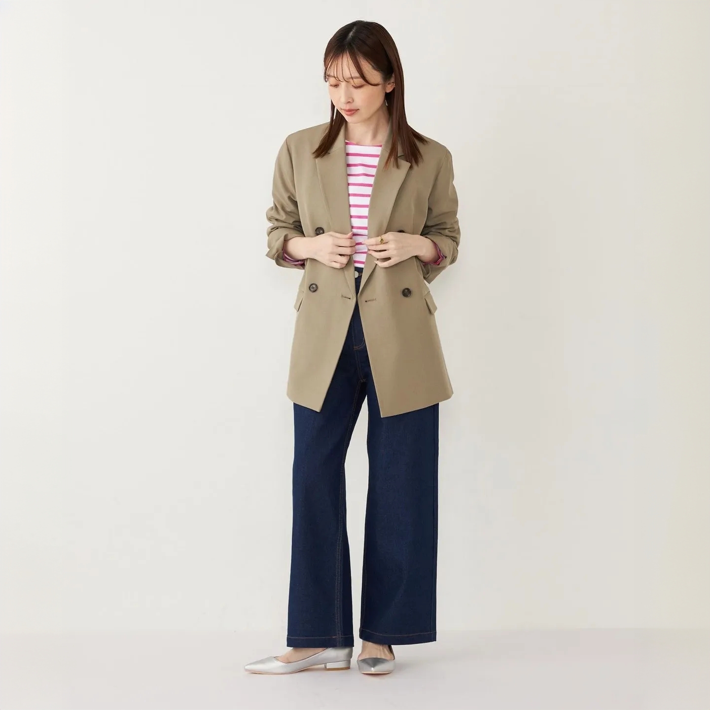 日单 新品 双排扣 休闲百搭西装 外套2B